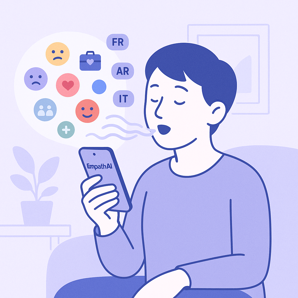 Person talking to EmpathAI by voice in different languages