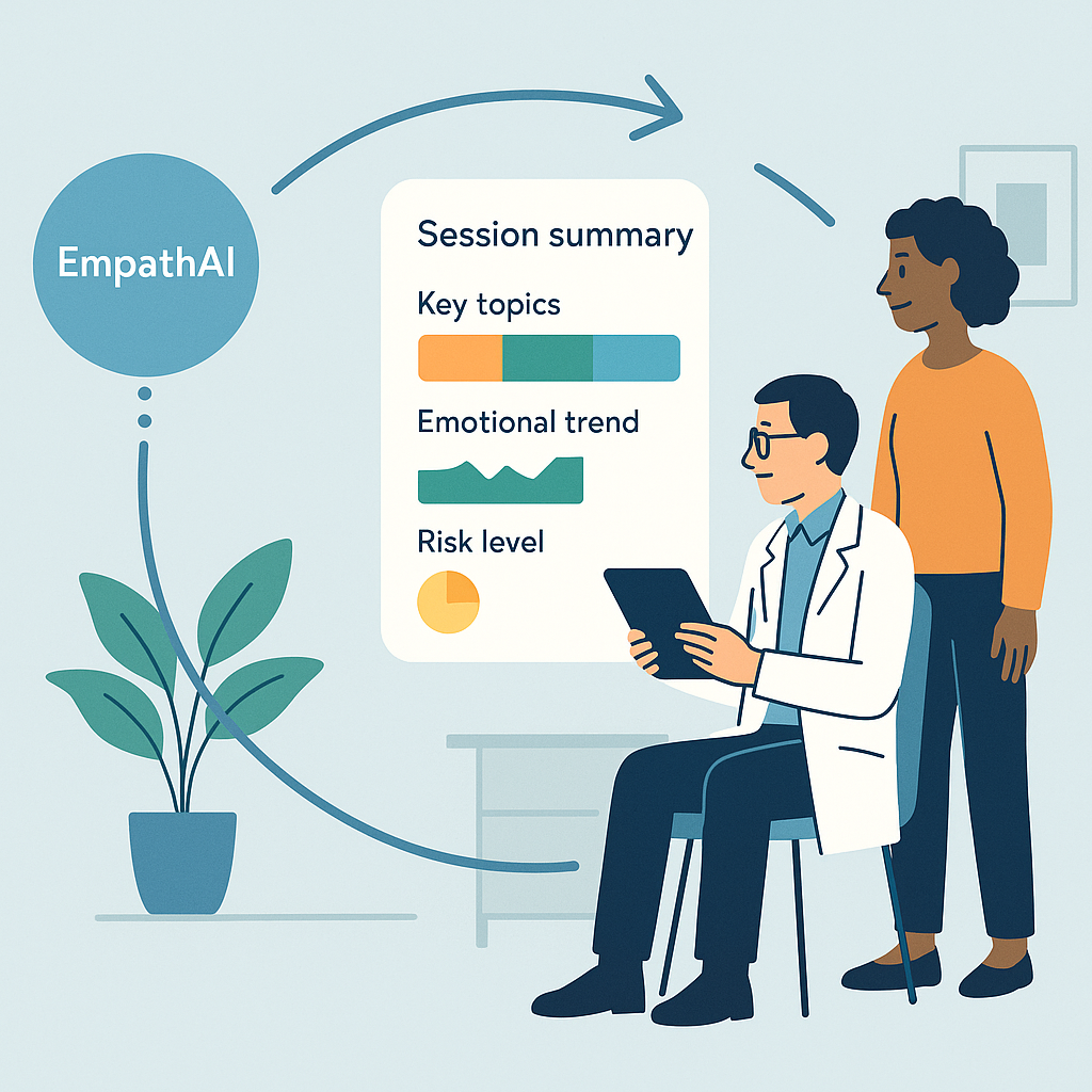 Doctor reading a simple EmpathAI session summary